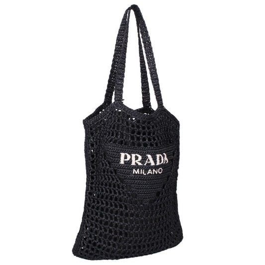PRADA Raffia Triangle Logo Mesh Tote Size ONE SIZE