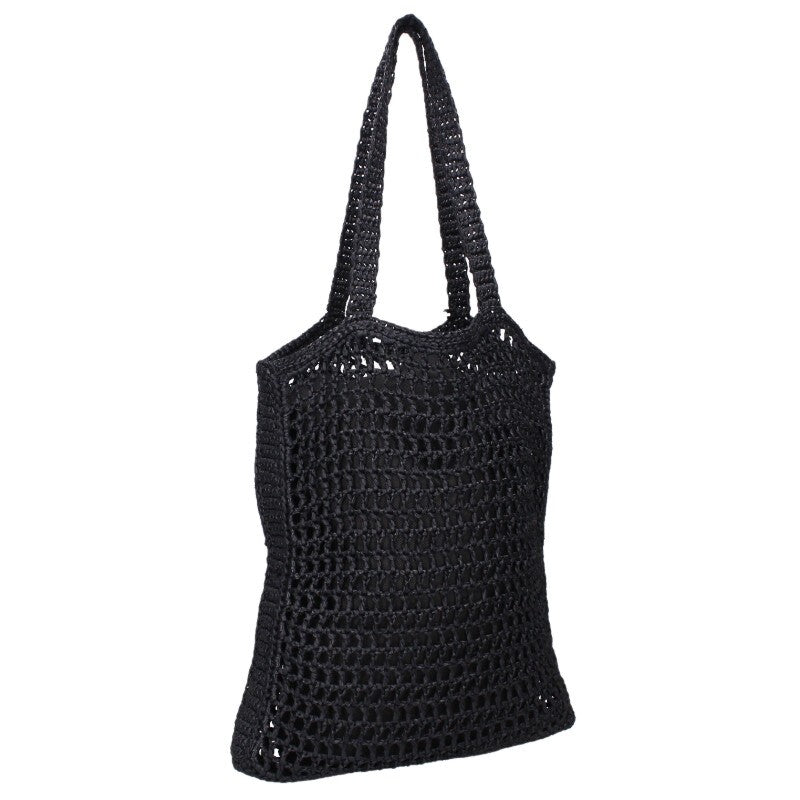 PRADA Raffia Triangle Logo Mesh Tote Size ONE SIZE
