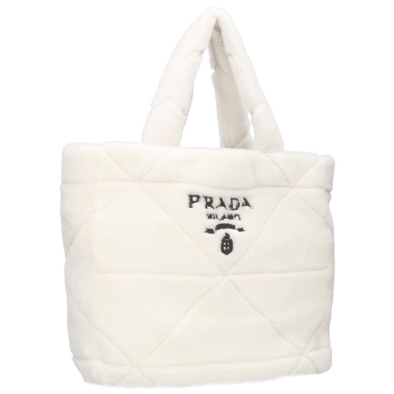 PRADA Shearling Logo Tote w/ Triangle Pouch Size ONE SIZE
