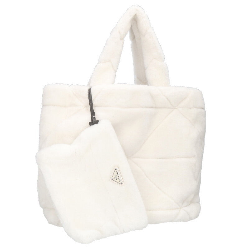 PRADA Shearling Logo Tote w/ Triangle Pouch Size ONE SIZE
