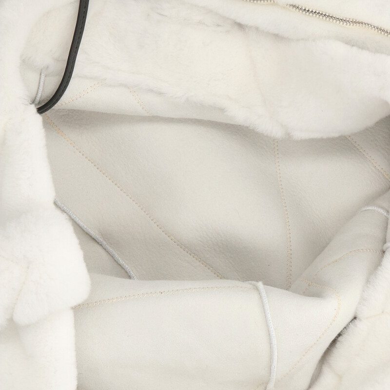 PRADA Shearling Logo Tote w/ Triangle Pouch Size ONE SIZE