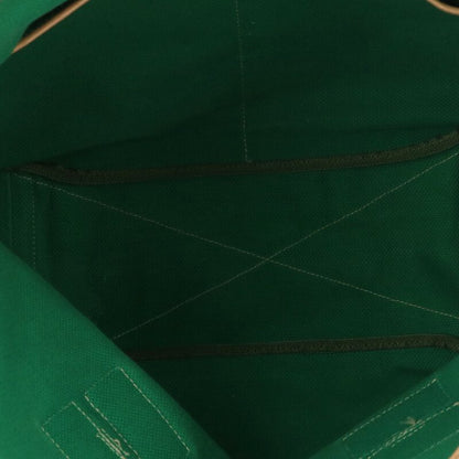 Jil Sander Leather-trimmed canvas tote bag Green x Beige One Size