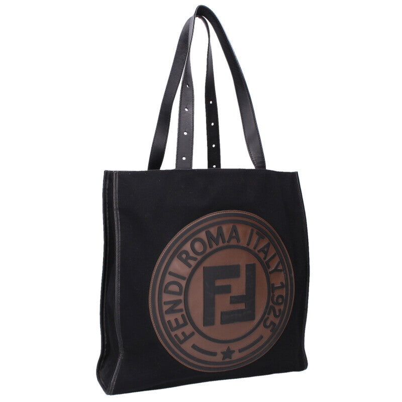 Fendi Logo Tote Bag Black x Brown