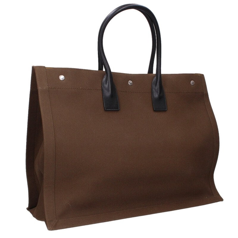 Saint Laurent Paris Logo Tote Bag Green x Black One Size