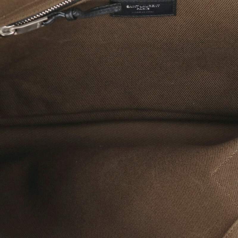 Saint Laurent Paris Logo Tote Bag Green x Black One Size