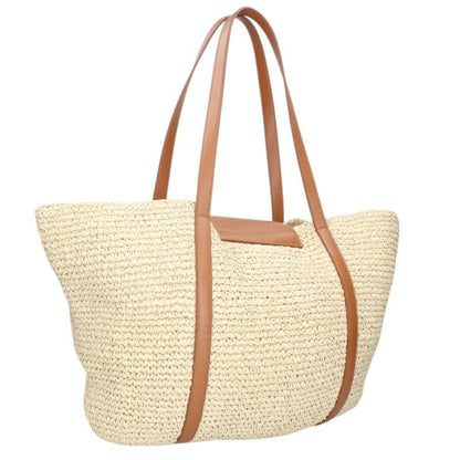 Marni Raffia Effect Tote Bag Beige Brown
