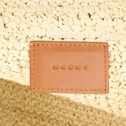 Marni Raffia Effect Tote Bag Beige Brown