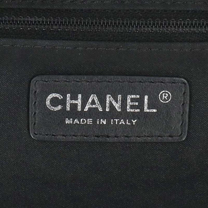 CHANEL Lambskin Chain Tote Bag Black/Silver Size ONE SIZE