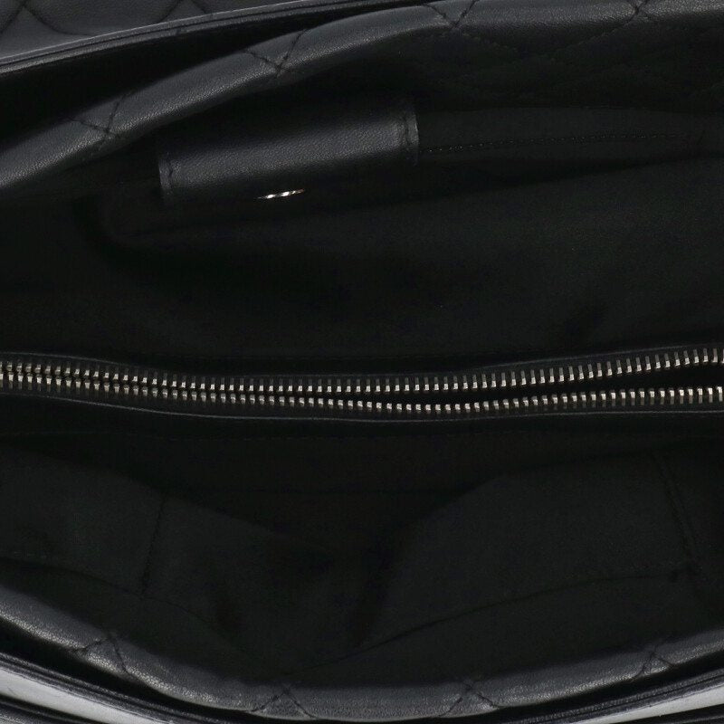 CHANEL Lambskin Chain Tote Bag Black/Silver Size ONE SIZE