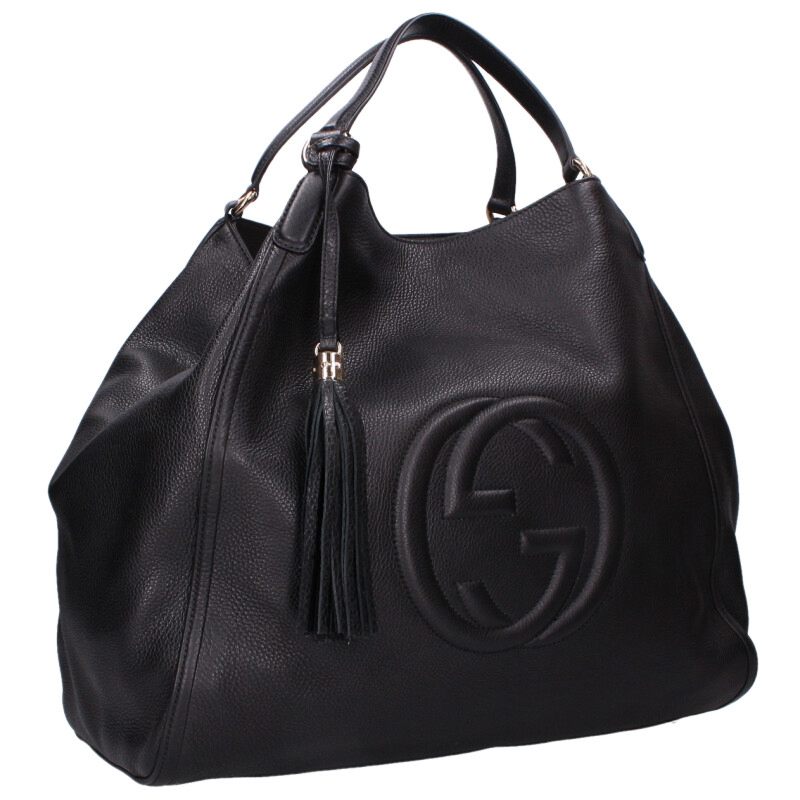 GUCCI 282308 Interlocking G Tote Bag Black Size ONE SIZE
