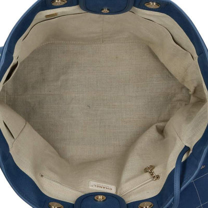CHANEL Deauville 2-Way Chain Tote Bag Blue Size ONE SIZE