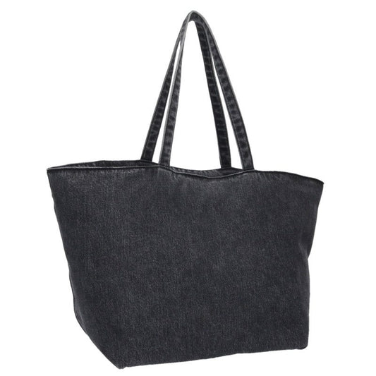 ALEXANDER WANG Embossed Logo Denim Tote Bag Black