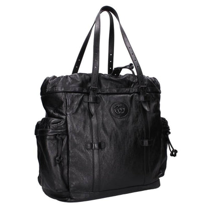 GUCCI Double G Drawstring Tote Bag Black Size ONE SIZE