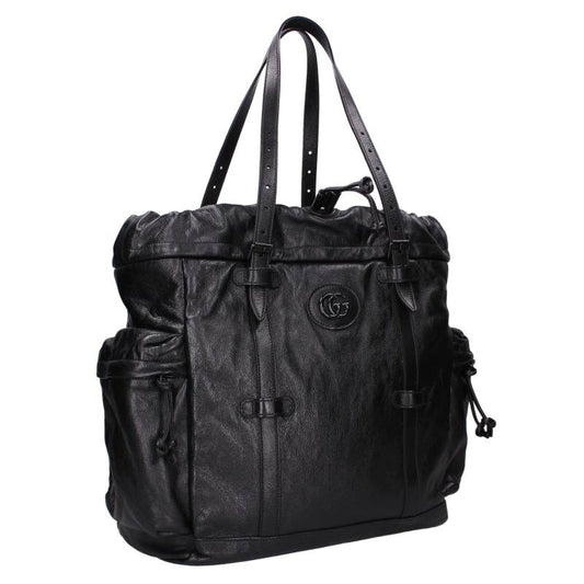 GUCCI Double G Drawstring Tote Bag Black Size ONE SIZE