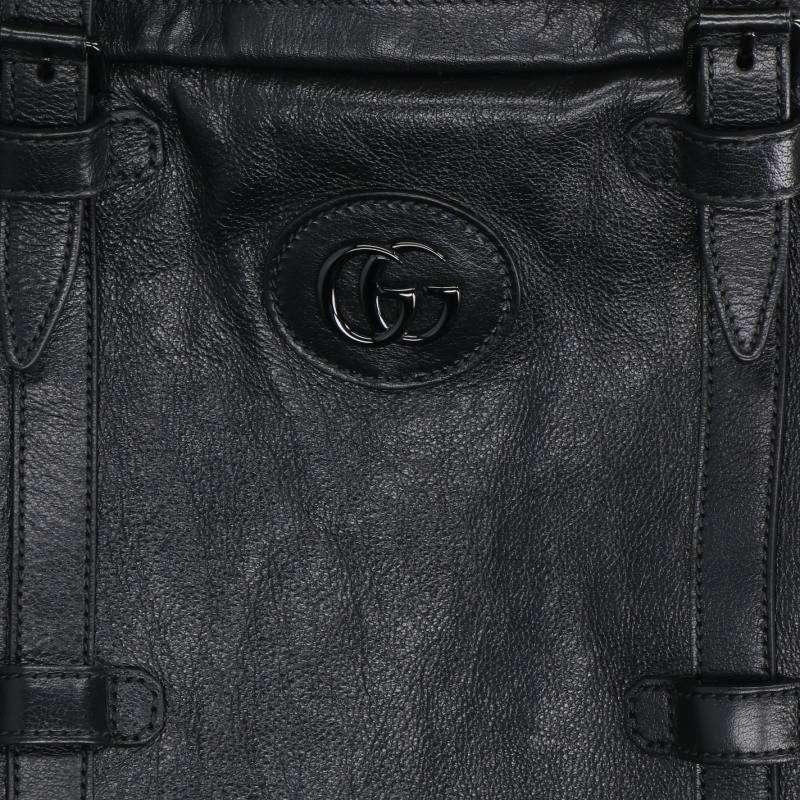 GUCCI Double G Drawstring Tote Bag Black Size ONE SIZE