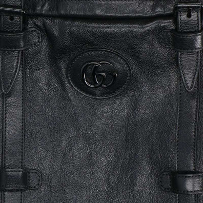 GUCCI Double G Drawstring Tote Bag Black Size ONE SIZE