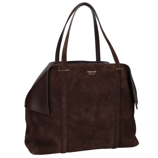 Salvatore Ferragamo Suede Leather Bag Brown Size ONE SIZE