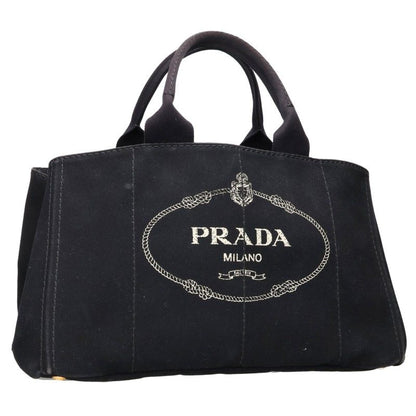 PRADA Canapa Triangle Logo Canvas Bag Black Size ONE SIZE