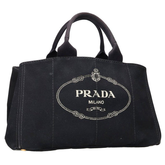 PRADA Canapa Triangle Logo Canvas Bag Black Size ONE SIZE