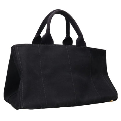 PRADA Canapa Triangle Logo Canvas Bag Black Size ONE SIZE