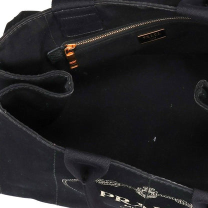 PRADA Canapa Triangle Logo Canvas Bag Black Size ONE SIZE