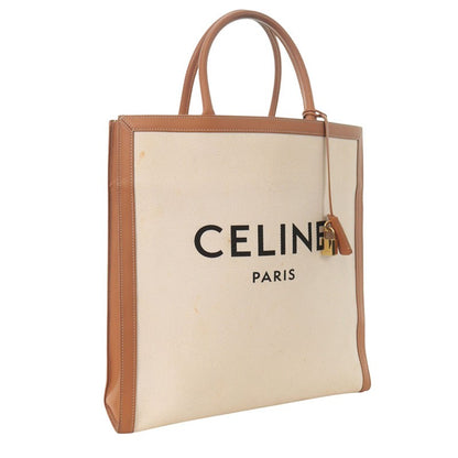 CELINE Vertical Cabas Canvas Tote Beige Brown Size ONE SIZE