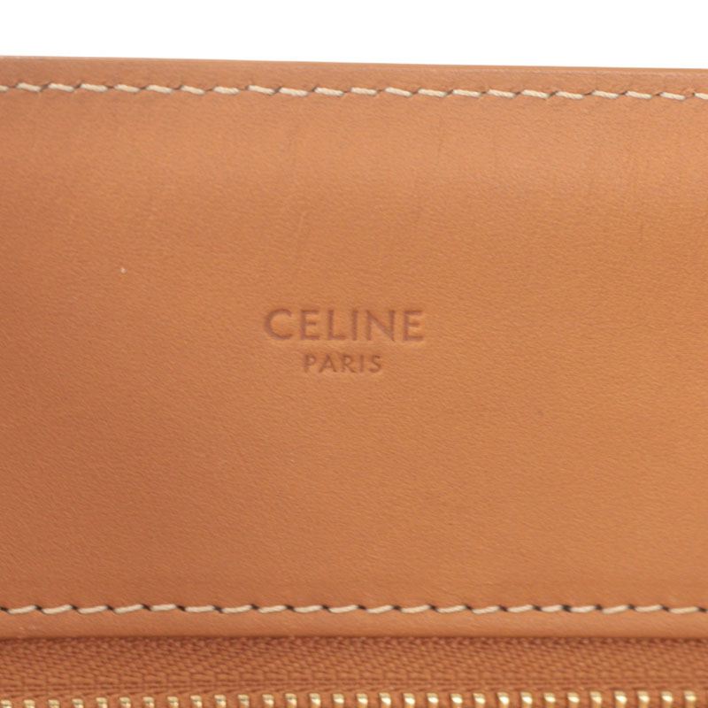 CELINE Vertical Cabas Canvas Tote Beige Brown Size ONE SIZE