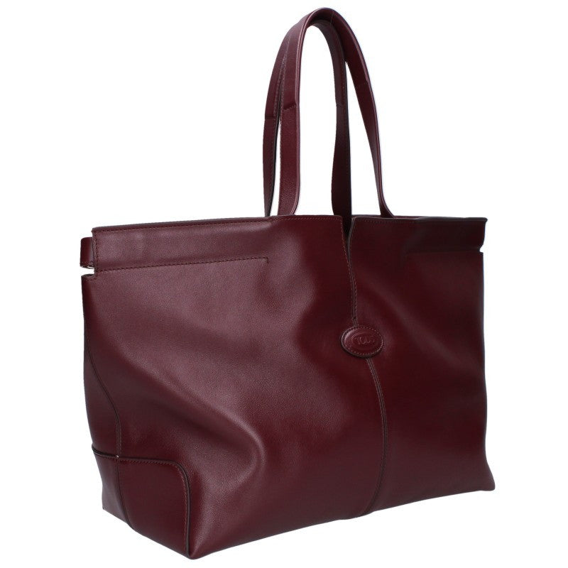 TODS Di Bag Folio Leather Tote Bag Bordeaux Size ONE SIZE