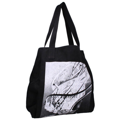 JULIUS 25SS Graphic Print Denim Tote Bag Black