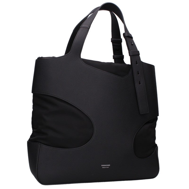 Ferragamo Cut Out Leather Tote Bag Black