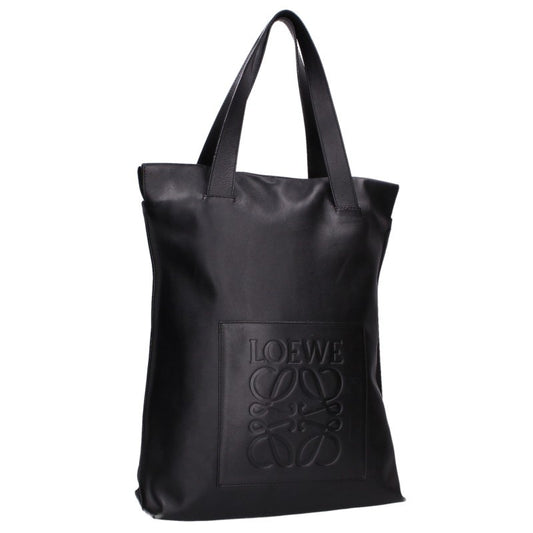 LOEWE Anagram Leather Shopper Tote Bag Black