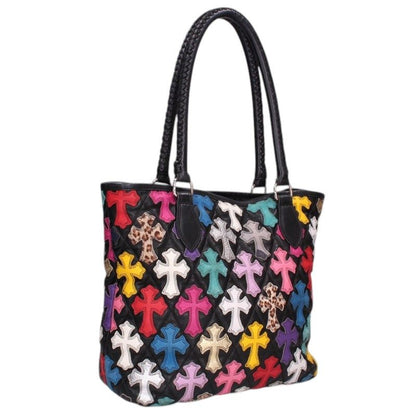 Chrome Hearts FS Tote Multi Cross Patch Leather Bag