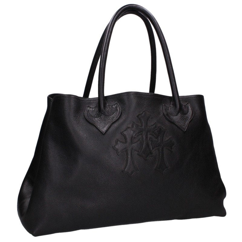 Chrome Hearts 3 Cemetery Leather Tote Bag Black