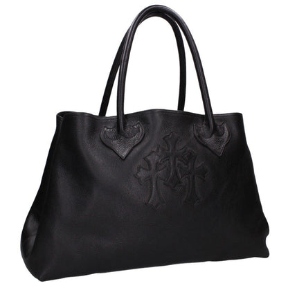 Chrome Hearts 3 Cemetery Leather Tote Bag Black
