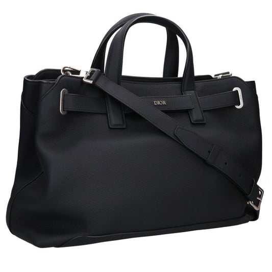 DIOR Normandie Medium Leather 2WAY Tote Bag Black