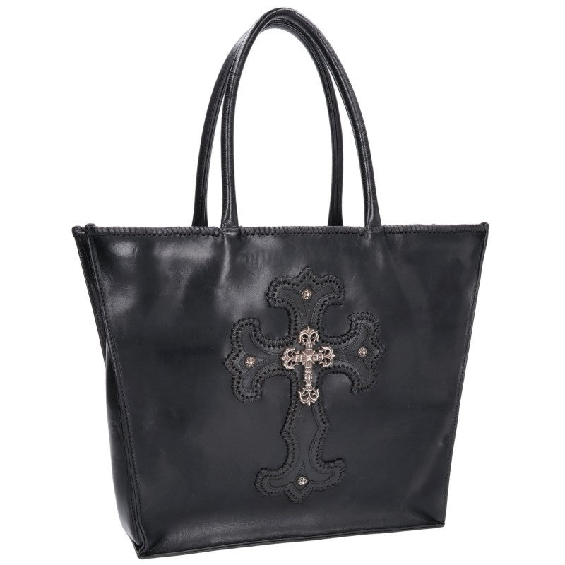 Chrome Hearts Filigree Decorated Leather Tote Bag