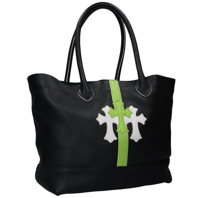 Chrome Hearts Cemetery Cross Patch Leather Tote Bag