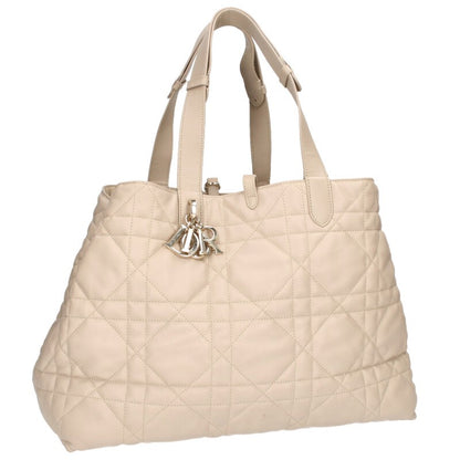 DIOR Toujours Large Leather Handbag Beige Size ONE SIZE