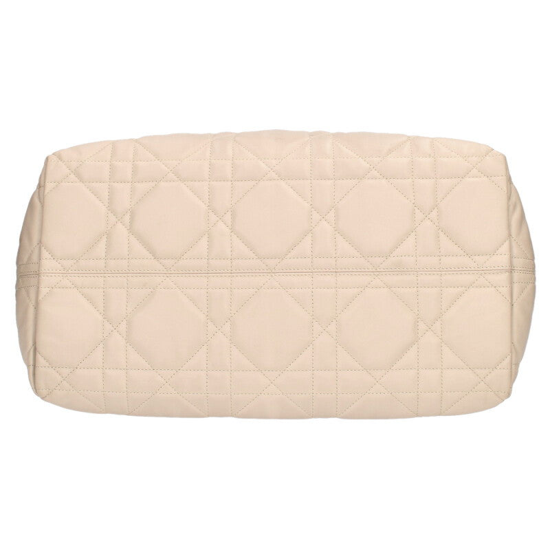 DIOR Toujours Large Leather Handbag Beige Size ONE SIZE