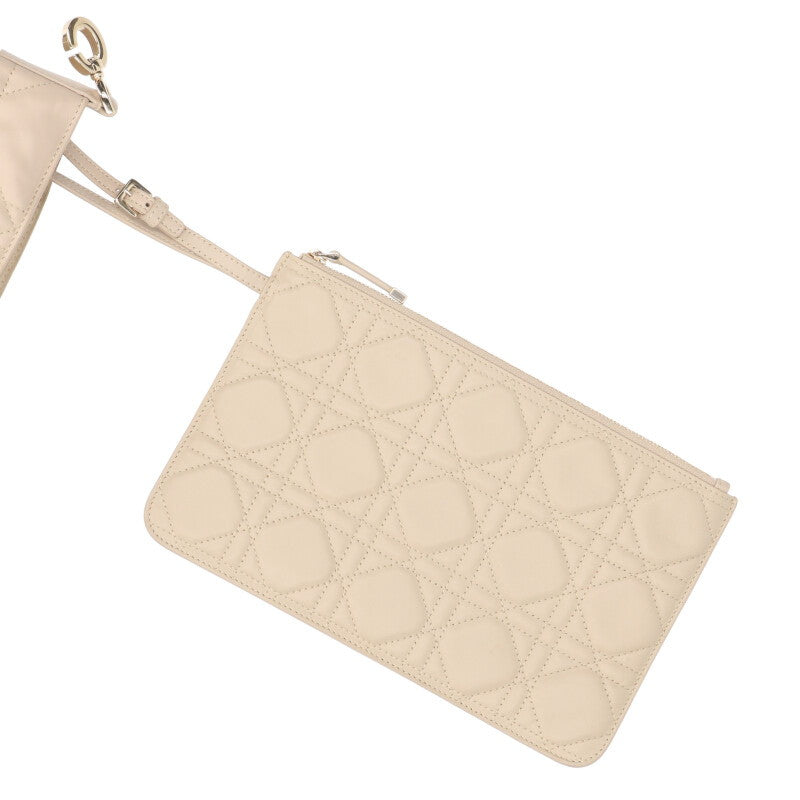 DIOR Toujours Large Leather Handbag Beige Size ONE SIZE