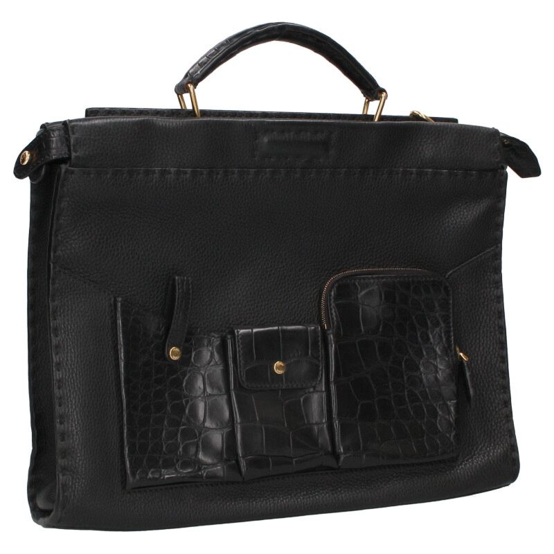 FENDI Peekaboo Fit Selleria Croc Leather Trim Size ONE SIZE