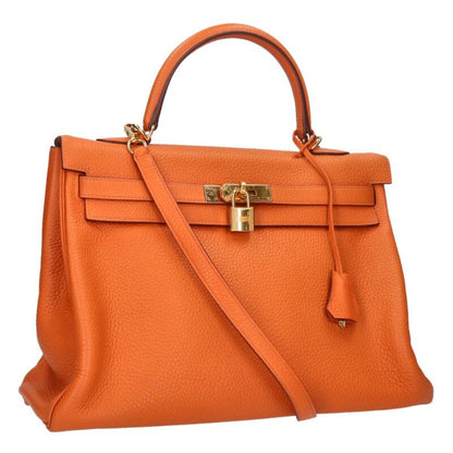 HERMES Kelly 35 Orange Taurillon Clemence GHW Size ONE SIZE