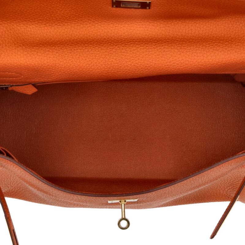 HERMES Kelly 35 Orange Taurillon Clemence GHW Size ONE SIZE