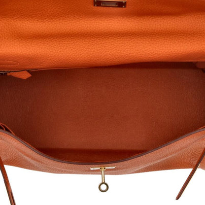 HERMES Kelly 35 Orange Taurillon Clemence GHW Size ONE SIZE