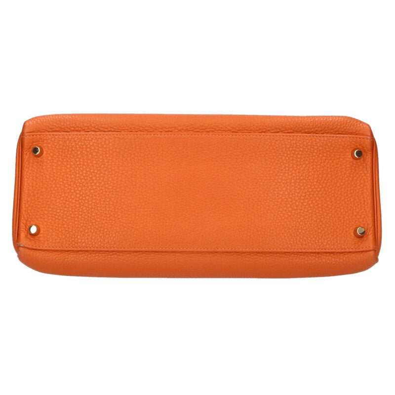 HERMES Kelly 35 Orange Taurillon Clemence GHW Size ONE SIZE