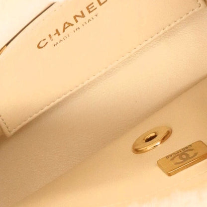 CHANEL AS5193 Coco Mark Fur Handbag White GHW Size ONE SIZE