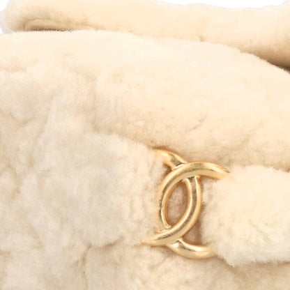 CHANEL AS5193 Coco Mark Fur Handbag White GHW Size ONE SIZE