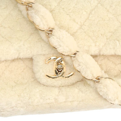 CHANEL AS5193 Coco Mark Fur Handbag White GHW Size ONE SIZE
