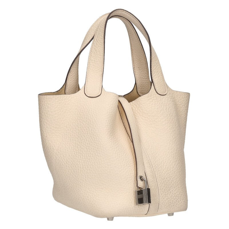 HERMES Picotin Lock PM Y White Silver Size ONE SIZE