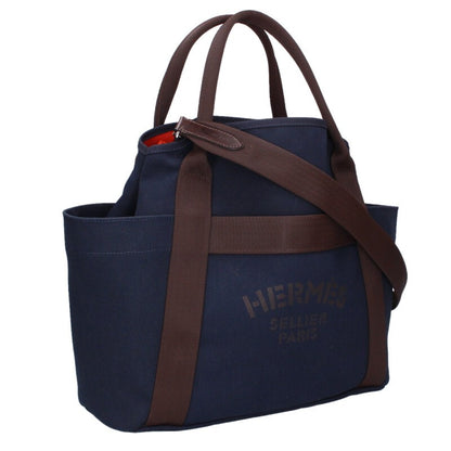 HERMES Sac de Pansage Navy Orange Groom Canvas Size ONE SIZE